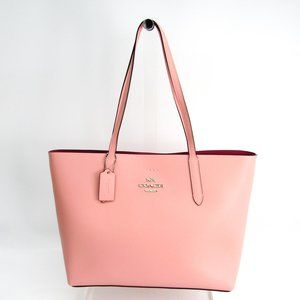 Coach Tote Shoulder Bag Women's Leather Pink
